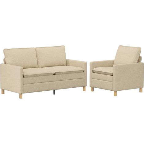 Sofa Set 2 stk. Creme Stoff vidaXL