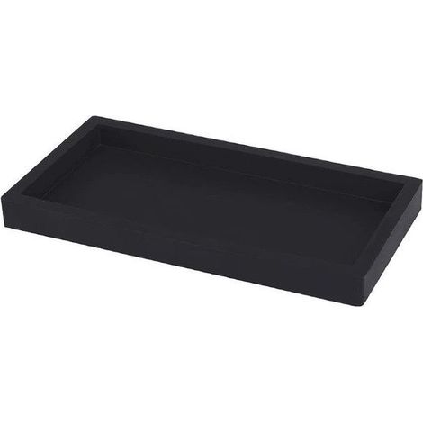 Plateau de rangement pour salle de bain – plateau rectangulaire – aucune installation requise – silicone – noir (1/5)