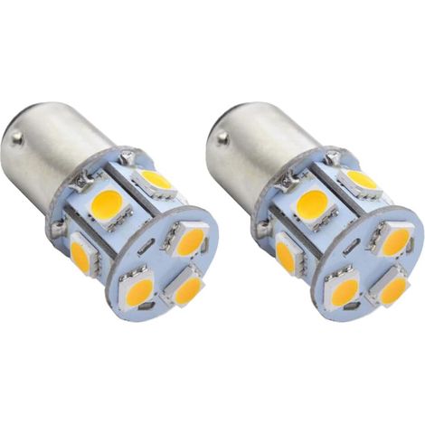 Lot de 2 ampoules LED 6 V 1156 Super lumineuses 5050 9 SMD Chipsets Jaune LED de rechange pour feux de recul, feux de frein, feux arrière, clignotants
