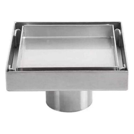Siphon de sol en acier inoxydable 304 – Drain carré 10x10 cm – Capacité de drainage élevée – Installation facile dans cuisine et salle de bain (1/5)