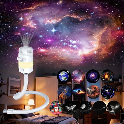 Proyector de cielo estrellado, proyector de estrellas HD Plug-and-Play con 13 discos de película, rotación de 360°, alimentación USB, luz nocturna con degradado de color, proyector de galaxia para dec (1/5)