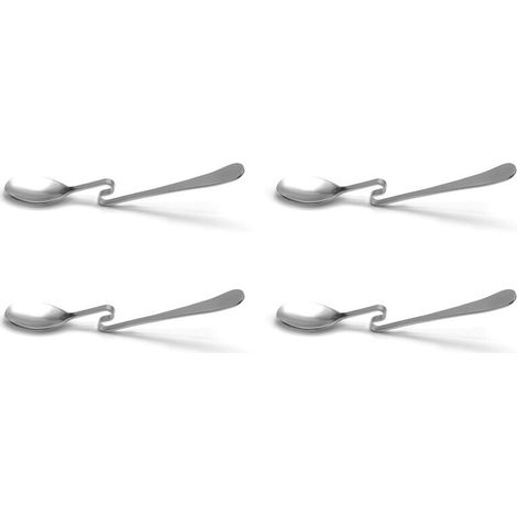 Adecuado para 4 lindas cucharas curvas, cucharas de café únicas, cucharas para condimentos, cucharas colgantes para bebidas, adecuadas para té, café, postres, cubiertos de acero inoxidable.