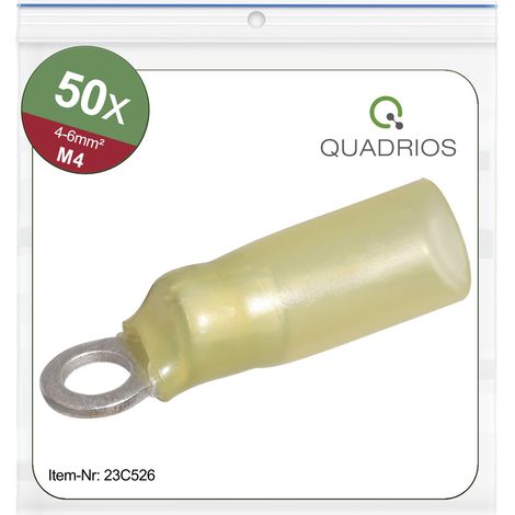 Quadrios 23C526 Ringkabelschuh  Querschnitt (max.)=6 mm² Loch-Ø=4.3 mm Teilisoliert Gelb 50 St.