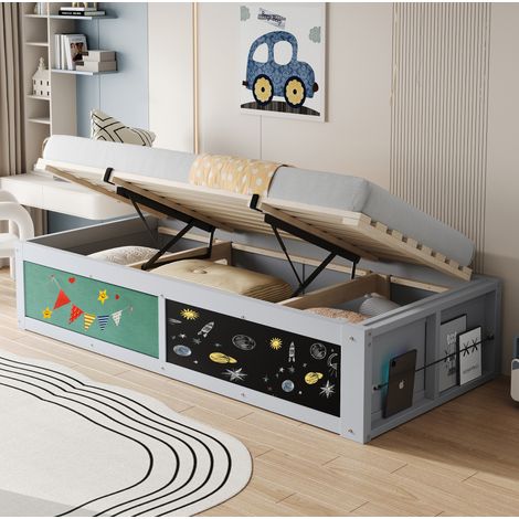 struttura letto 90x200 contenitore lavagna grigia OKMYHOME (1/5)