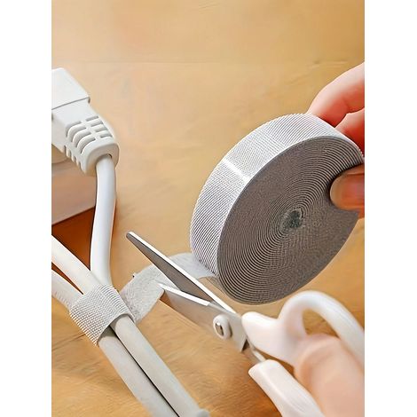 1 Rolle wiederverwendbarer Kabelbinder (99 cm x 498 cm). Vielseitiger Kabelorganisator für Computer- und TV-Kabel, Datenkabelmanagement.