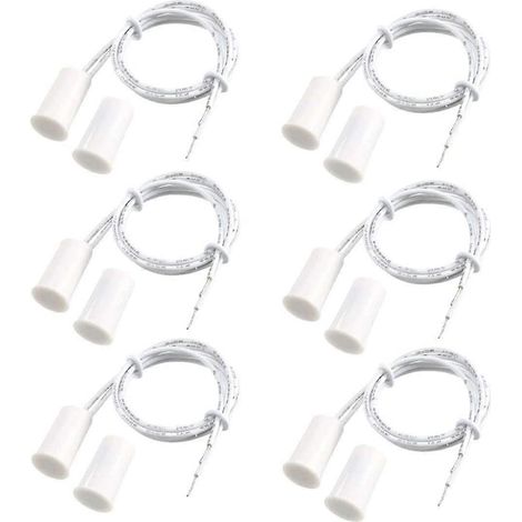 RC-33 NC Capteur de contact magnétique encastré filaire pour porte ou fenêtre de sécurité, alarme, interrupteur encastré blanc - (6 ensembles) (1/5)