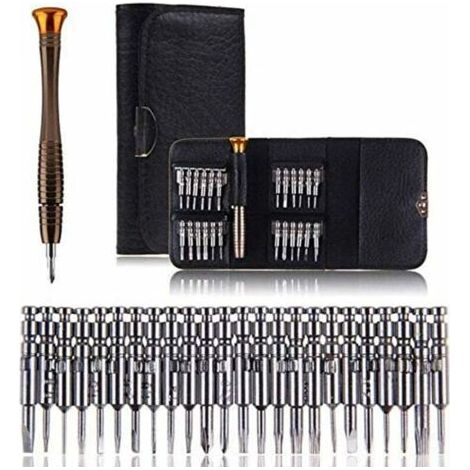 Tournevis Précision Mini 25 en 1 Kit de Tournevis Précision Outils de Réparation, Tournevis Outils Set étui en Cuir pour iphone, Portable, Laptop, Montre, Jouets, Lunettes, Bijoux etc (1/5)