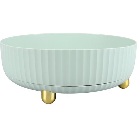 Plateau tournant de rangement en plastique, grande capacité, organiseur rotatif pour bureau, cuisine, salon, salle de bain, vert clair (1/5)