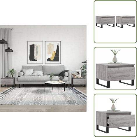 Couchtische 2 Stk. Grau Sonoma 50x46x35 cm Holzwerkstoff - Couchtisch - Wohnzimmerstil - Grau - Holzmöbel - Holzwerkstoff (1/5)