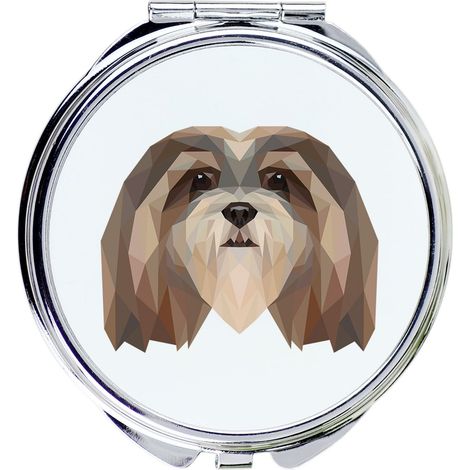Lhasa Apso - specchio con foto e iscrizione geometrica di Art-Dog (1/3)