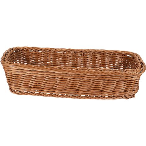 Cesta con aspecto de mimbre, cesta de almacenamiento para cubiertos, fruta y artículos diversos para la cocina y el comedor. (1/3)