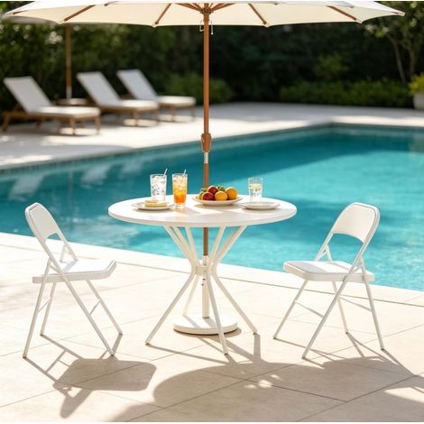 Pack de 2 sillas de comedor plegables 45x46x78 cm acero blanco - CHICFURN (1/5)