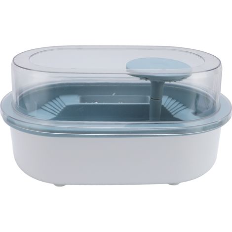 Aquarium pour tortues avec système de drainage et filtration, sûr et facile à observer, idéal pour les crabes, les poissons, les amphibiens et les reptiles (bleu). (1/5)