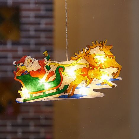 Guirnalda Luminosa Navidad - Figuras de Campana, Muñeco De Nieve, Estrella - Con Led Y Ventosa - Funciona Con Pilas - Para Ventana, Hogar, Oficina (1/2)