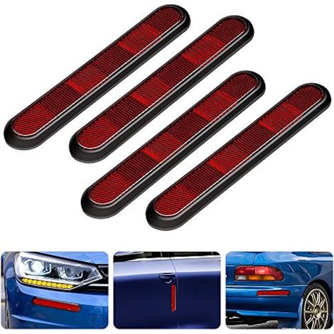 Biqing 4PCS Bande Anti-Collision Réfléchissante pour Voiture,Bandes réfléchissantes de sécurité pour portières de Voiture Autocollants d'avertissement pour Voiture Camion(Rouge) (1/5)