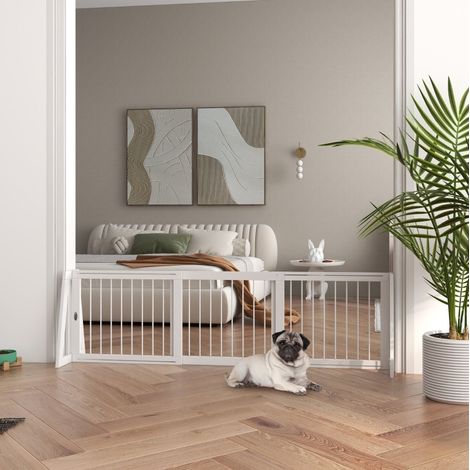 Barrière pour chien extensible 71-190 cm bois blanc HAVRYA (1/4)