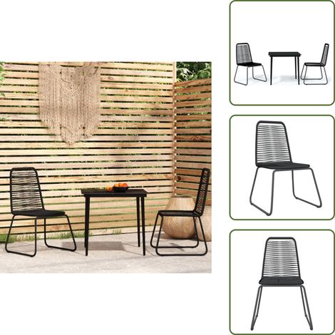 The Living Store Ensemble à manger de jardin 3 pcs Noir - Table de jardin (1/5)