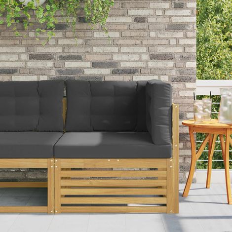 vidaXL Canapé d'angle extérieur Bois d'Acacia Massif Blanc