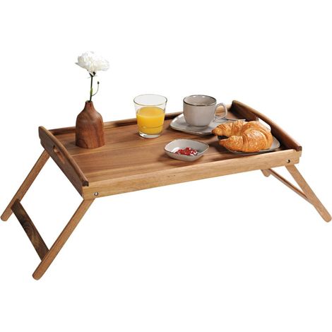Plateau avec pieds pliants en bois - Marron - L 55 x H 24 cm - Livraison gratuite (1/2)