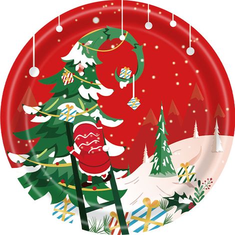 Assiettes en carton jetables de Noël, décorations de table pour fêtes, assiettes en papier festives, fournitures de soirée, lot de décoration (1/5)