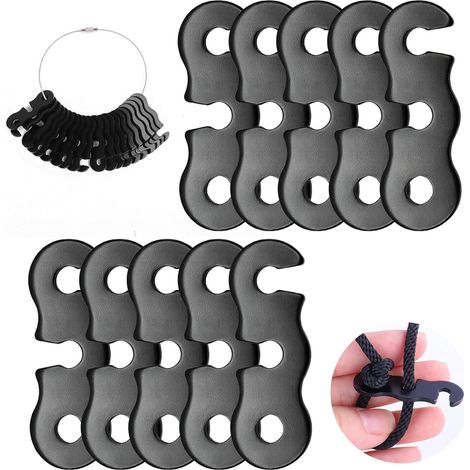 Kit Tendeurs De Corde 22pcs avec 2 Anneaux en Acier – Tendeur De Hauban pour Tente, Bâche, Auvent, Camping – Tendeurs Réutilisables, Légers Et Robustes (1/5)