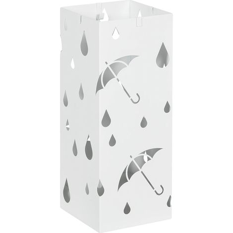 Porte-parapluie, Acier Durable, Design Gain de Place, Blanc (1/2)