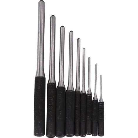 Kit de 9 poinçons ronds pour goupilles, comprenant un outil de poinçonnage pour boulons et goupilles. (1/4)