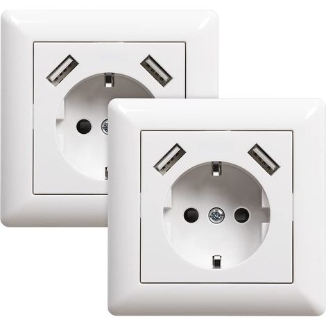 prises avec port USB (max. Prise murale encastrée avec prise USB Blanc Système 55 Blanc brillant (1/5)