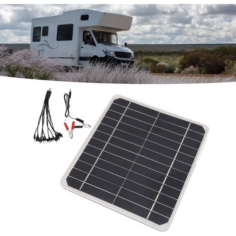 Chargeur Solaire 10W 12V pour Batterie Auto et Smartphones - Panneau Portable Monocristallin ABS avec USB Type-C et DC (1/5)