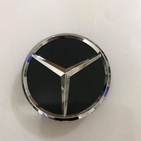 Cache-moyeu de roue 75mm compatible Mercedes-Benz toutes séries – Centre de jante voiture, capuchon moyeu roue, accessoire jante auto en plastique, remplacement cache moyeu, lot 4 pièces – Noir mat (1/2)
