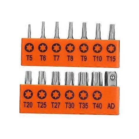 Jeu de 14 embouts hexagonaux de sécurité en acier Tri Wing T5 T40 pour tournevis (1/2)