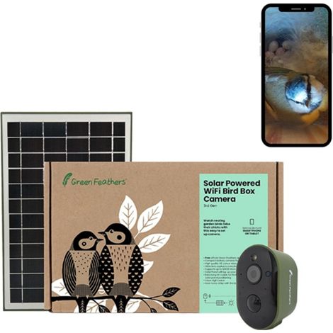 Solar Powered WiFi HD Camera for Bird Box & Wildlife Habitats - L30 x W8.1 x H19 cm