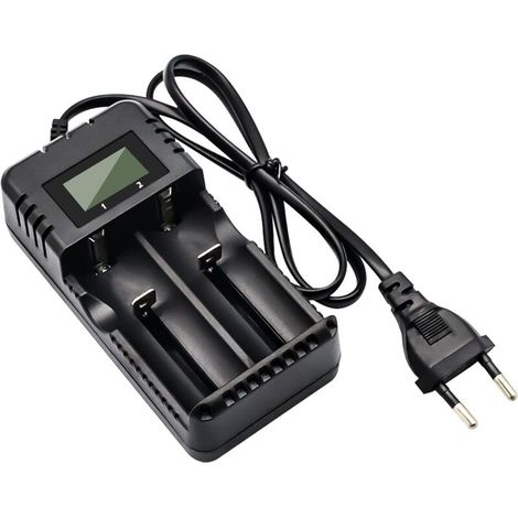Battery Charger LCD Li-ION Battery Charger Display Smart Quick Charge 2 Slot Head Compatible with A Variety of 3.7V Li-ion Batteries 26650/18650/14500/16340 (1/5)