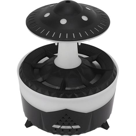 UFO-Regentropfen-Luftbefeuchter mit bunten Lichtern, Fernbedienung, Timer, Duftfunktion, 100–240 V, schwarzer EU-Stecker (1/5)