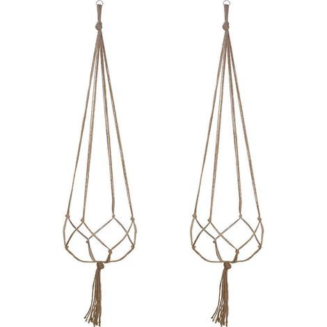 Set of 4 hand-braided rope hanging baskets, hanging flower pot holders, garden plant baskets - 105 cm (1/5)