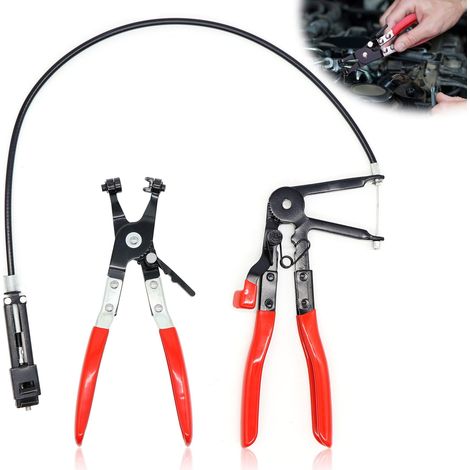 Lot de 2 pinces pour colliers de serrage à ressort, avec col droit, fonction de verrouillage à cliquet, pince à collier de serrage pour voiture pour enlever et installer (1/5)