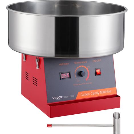 VEVOR Machine a barbe a papa electrique, 1000 W, appareil a barbe a papa commercial avec bol en acier inox et cuillere a sucre, parfaite pour maison, anniversaire deenfant, fete de famille (rouge)