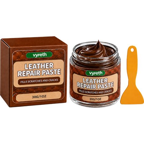 Pâte de réparation du bois Vyreth - Mastic à bois facile à utiliser pour réparer les fissures et les dommages sur les meubles et les boiseries. 30 g x 1, raclette x 1 (1/5)