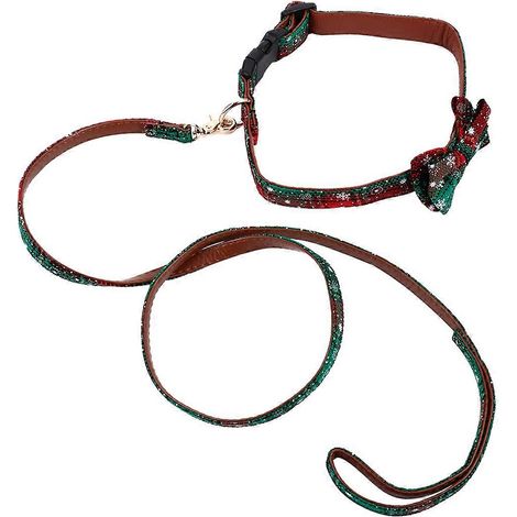 Conjunto navideño de collar y correa para perros con pajaritas, 6 piezas, color verde. (1/5)