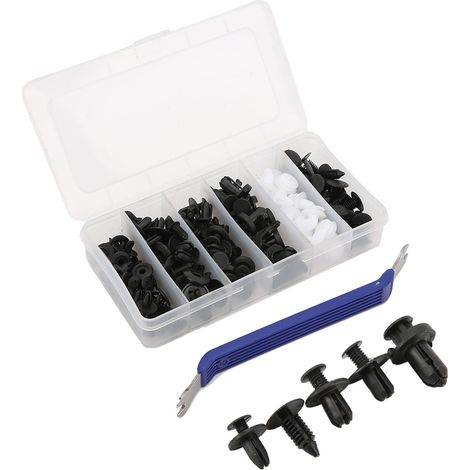 Lot de 100 clips rivets fixation poussoir assortis avec tournevis universel pour garniture de porte et carrosserie auto (1/5)
