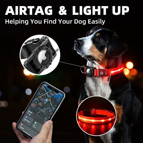 GPS-Tracker, leichtes, per USB aufladbares Hundehalsband, wasserdicht und leuchtend, verstellbare Größe, Sicherheitshalsband für kleine und mittelgroße Hunde (33–45 × 2,5 cm) (1/5)
