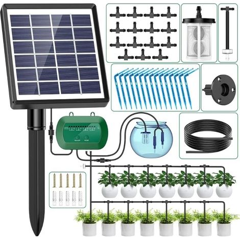 Kit d'irrigation solaire Intelligent 6V 2W, avec batterie 1800mAh intégrée, pour plantes en pot, dispositif d'arrosage chronométré à monter soi-même (1/5)