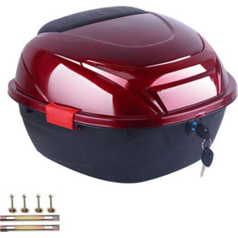 Boîte arrière de moto, rangement de bagages pour casque, boîtier supérieur de grande capacité universel pour électromobile, taille rouge vin.