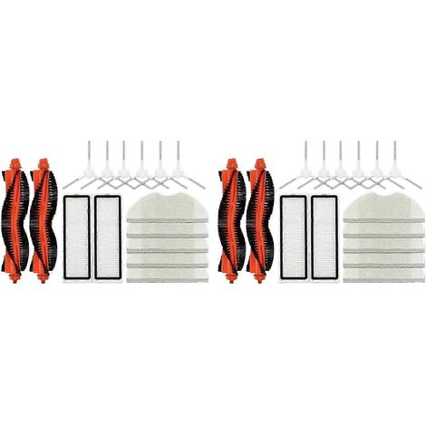 Ensemble de 2 accessoires compatibles pour aspirateur robot Xiaomi S40C / E101 : brosse principale, chiffon de nettoyage, filtre HEPA, pièces de rechange. WHBYV (1/4)