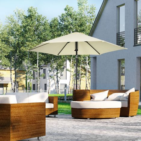 Parasol jardin 2,7x2,5m polyester métal toit inclinable, noir beige