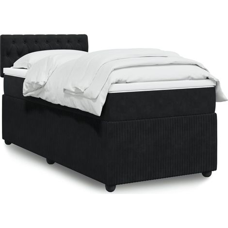Lit simple - 100x200 cm, Sommier à lattes de lit avec matelas Noir Velours WFE224826 Maison Chic (1/5)