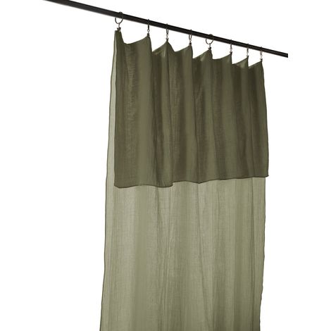 Rideau ajustable + 8 anneaux Gaze de coton 140x300 GAIA Romarin