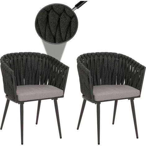 Lot de 2 chaises de jardin en aluminium HWC-N38, chaise d'extérieur avec accoudoirs, olefi