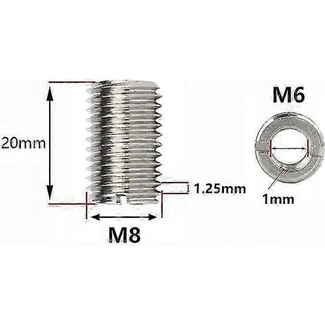 Lot de 10 inserts de réparation de filetage en acier inoxydable 303, bagues de réduction M8 à M6 de 20 mm pour équipements automobiles et mécaniques (1/4)