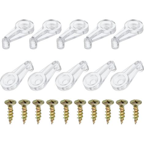 Clips de Retenue en Verre, 20 Paquets de Clips de Verre pour Armoire avec Vis pour Fixer les Portes d'Armoire en Verre de 4-5mm, Transparent (1/5)